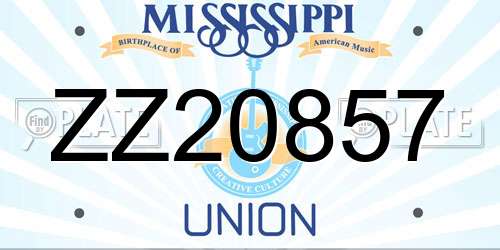 ZZ20857 Mississippi License Plate