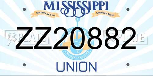 ZZ20882 Mississippi License Plate