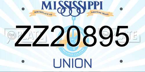ZZ20895 Mississippi License Plate
