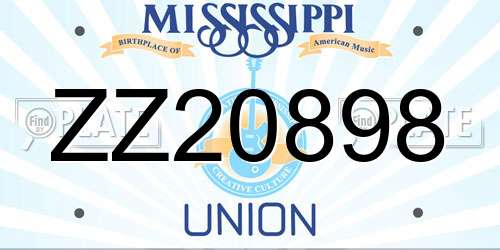 ZZ20898 Mississippi License Plate