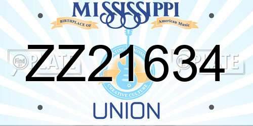 ZZ21634 Mississippi License Plate