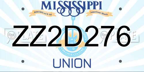 ZZ2D276 Mississippi License Plate