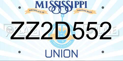 ZZ2D552 Mississippi License Plate