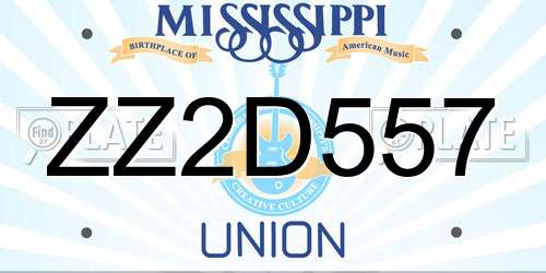 ZZ2D557 Mississippi License Plate
