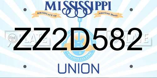 ZZ2D582 Mississippi License Plate