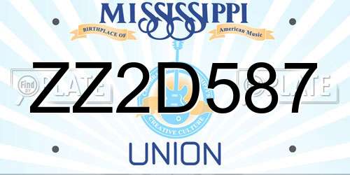 ZZ2D587 Mississippi License Plate