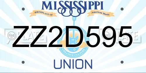 ZZ2D595 Mississippi License Plate