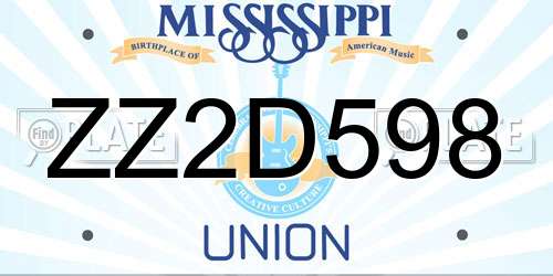 ZZ2D598 Mississippi License Plate