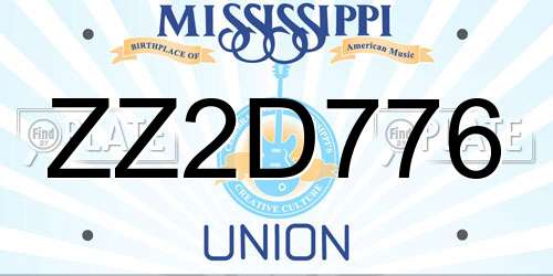 ZZ2D776 Mississippi License Plate
