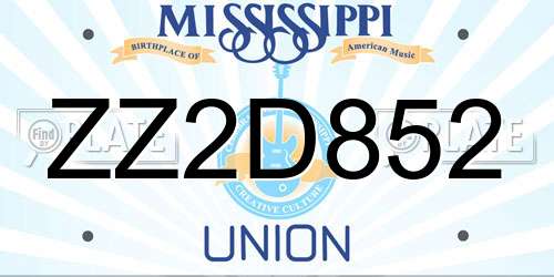 ZZ2D852 Mississippi License Plate