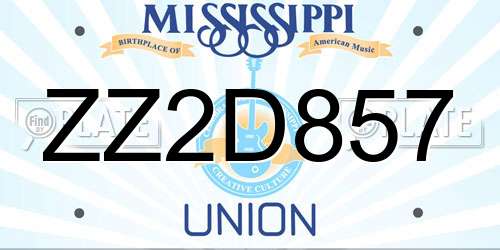 ZZ2D857 Mississippi License Plate