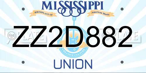 ZZ2D882 Mississippi License Plate