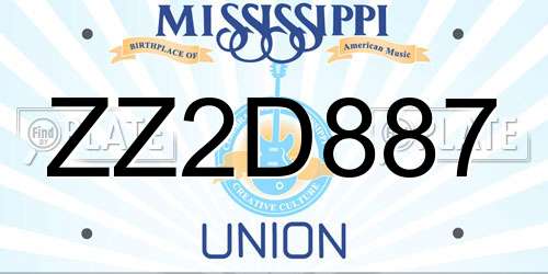 ZZ2D887 Mississippi License Plate
