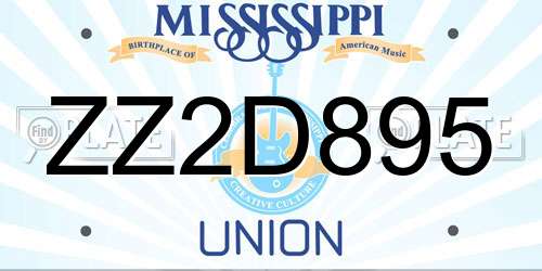 ZZ2D895 Mississippi License Plate