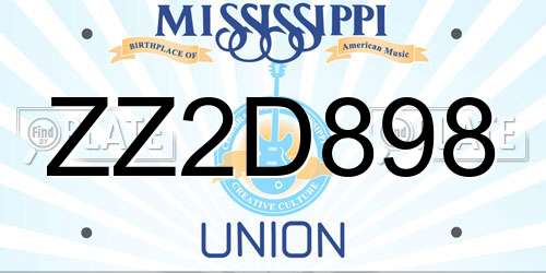 ZZ2D898 Mississippi License Plate
