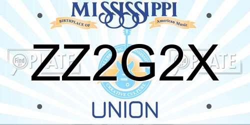 ZZ2G2X Mississippi License Plate