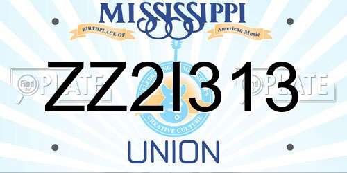 ZZ2I313 Mississippi License Plate