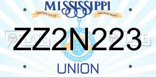 ZZ2N223 Mississippi License Plate