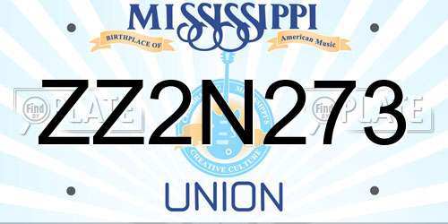 ZZ2N273 Mississippi License Plate