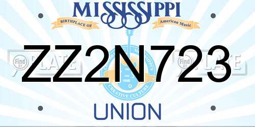 ZZ2N723 Mississippi License Plate