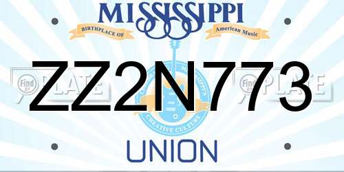 ZZ2N773 Mississippi License Plate