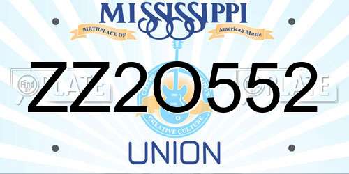 ZZ2O552 Mississippi License Plate