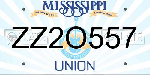 ZZ2O557 Mississippi License Plate