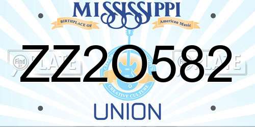 ZZ2O582 Mississippi License Plate