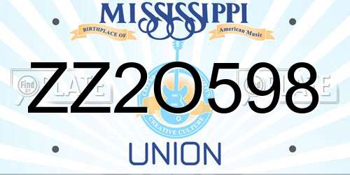 ZZ2O598 Mississippi License Plate