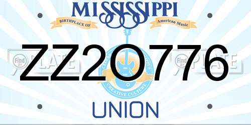 ZZ2O776 Mississippi License Plate