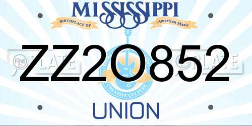 ZZ2O852 Mississippi License Plate