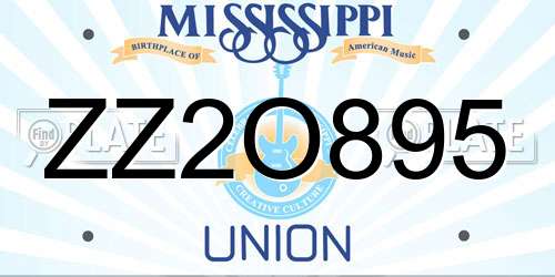 ZZ2O895 Mississippi License Plate