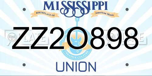 ZZ2O898 Mississippi License Plate