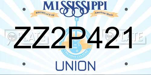 ZZ2P421 Mississippi License Plate