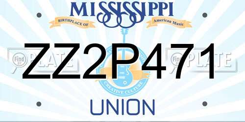 ZZ2P471 Mississippi License Plate