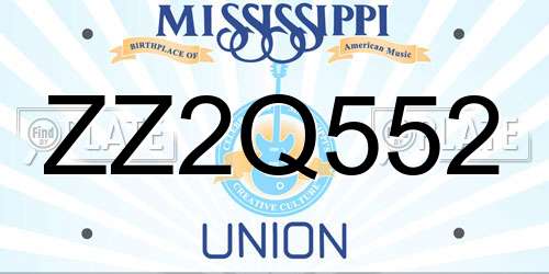 ZZ2Q552 Mississippi License Plate