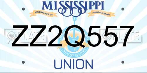 ZZ2Q557 Mississippi License Plate