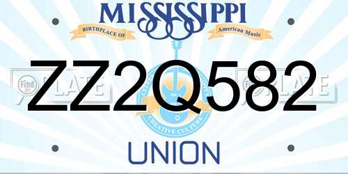 ZZ2Q582 Mississippi License Plate