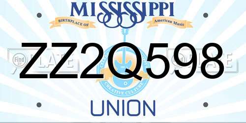 ZZ2Q598 Mississippi License Plate