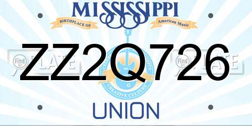 ZZ2Q726 Mississippi License Plate