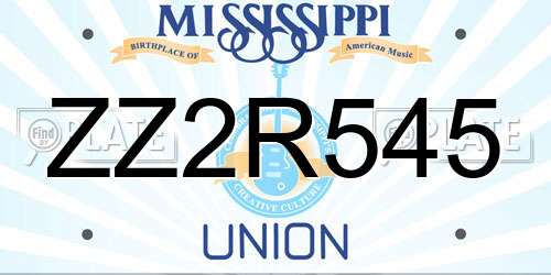 ZZ2R545 Mississippi License Plate