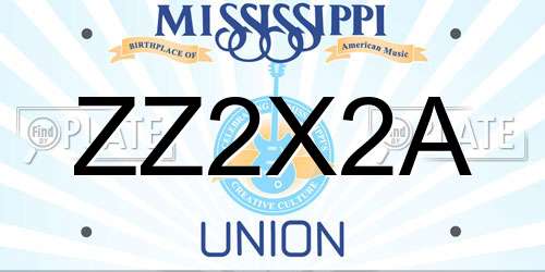 ZZ2X2A Mississippi License Plate