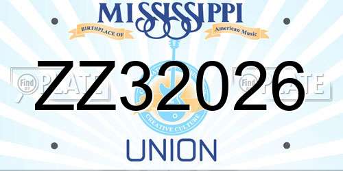 ZZ32026 Mississippi License Plate