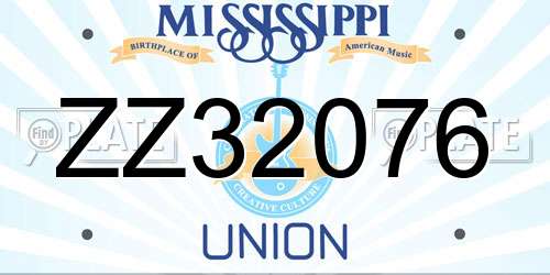 ZZ32076 Mississippi License Plate