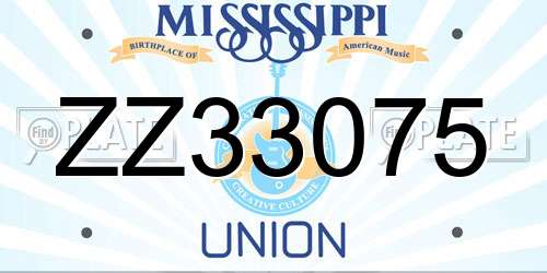 ZZ33075 Mississippi License Plate