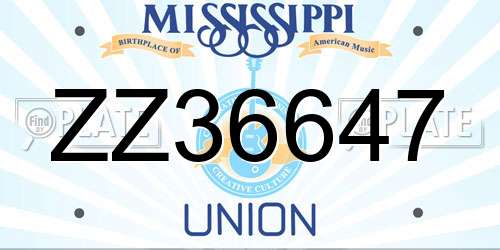 ZZ36647 Mississippi License Plate