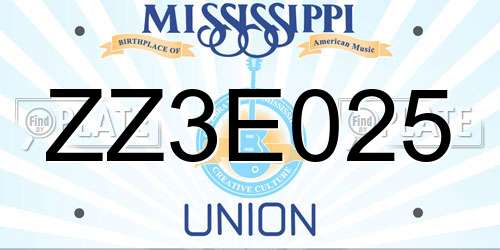 ZZ3E025 Mississippi License Plate