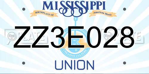ZZ3E028 Mississippi License Plate