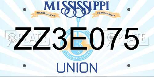 ZZ3E075 Mississippi License Plate