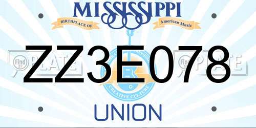 ZZ3E078 Mississippi License Plate